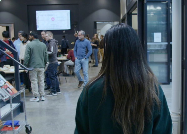 Woman walking in Catalyst Commons