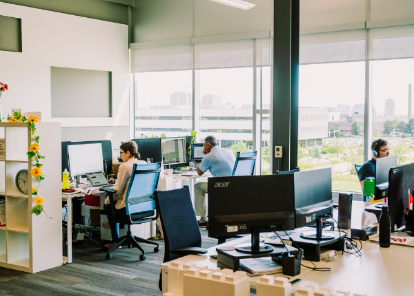 Tech workers in an office