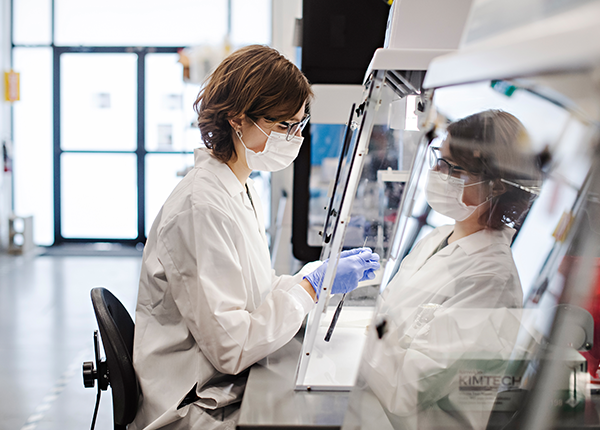 Health innovation researcher in lab