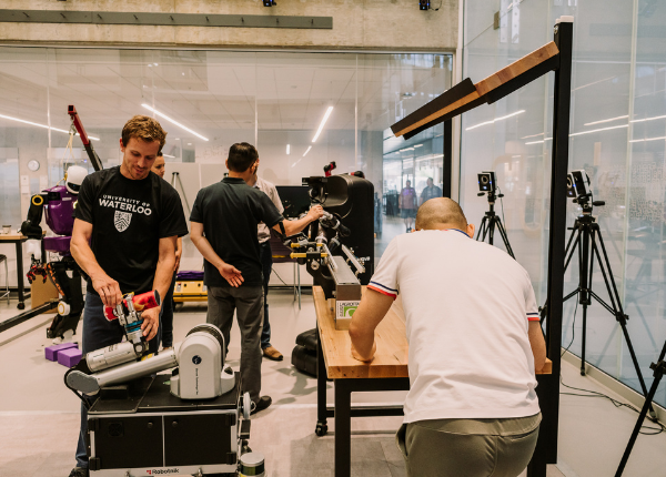 Students working at the Robohub