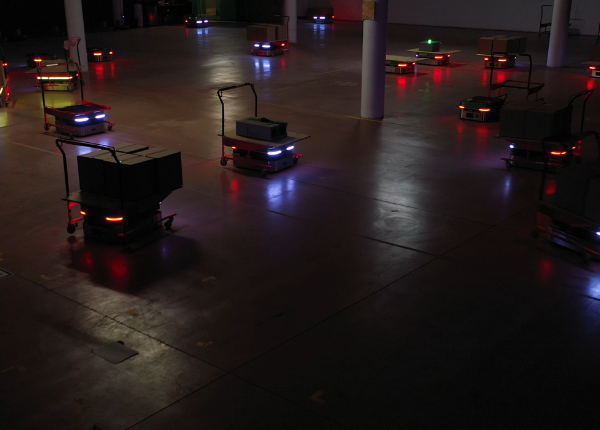OTTO Motors robots at night