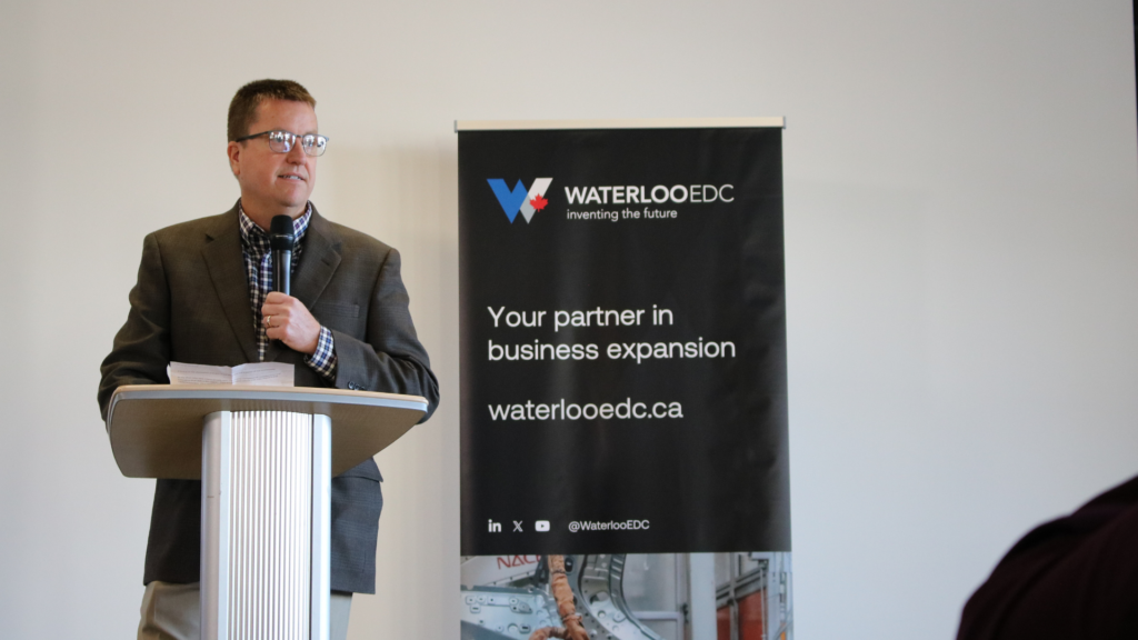 PIM - Tim - Blog TIm Hollander from TMMC delivering a speech at Waterloo EDC's PIM
