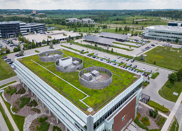 Aerial view of David Johnston Research & Technology Park in Waterloo
