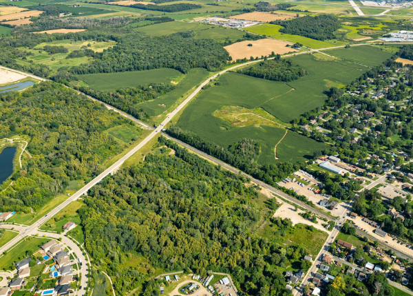Aerial view of rural expansion area