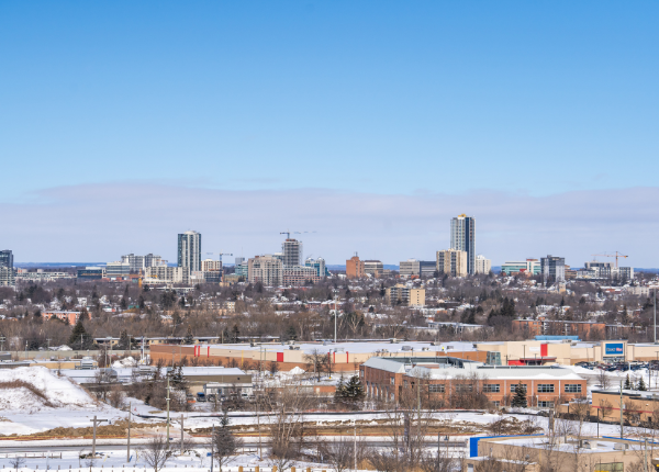 Kitchener skyline in wintertime