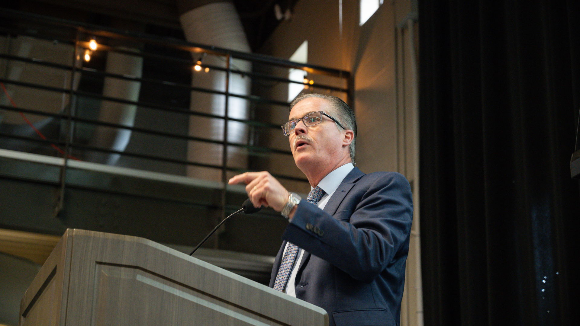 Peter Hall delivering a keynote address.