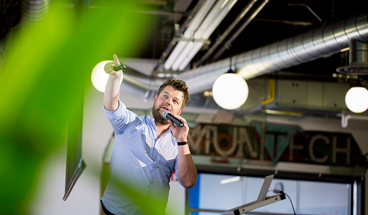 Corey Flatt speaking at Communitech