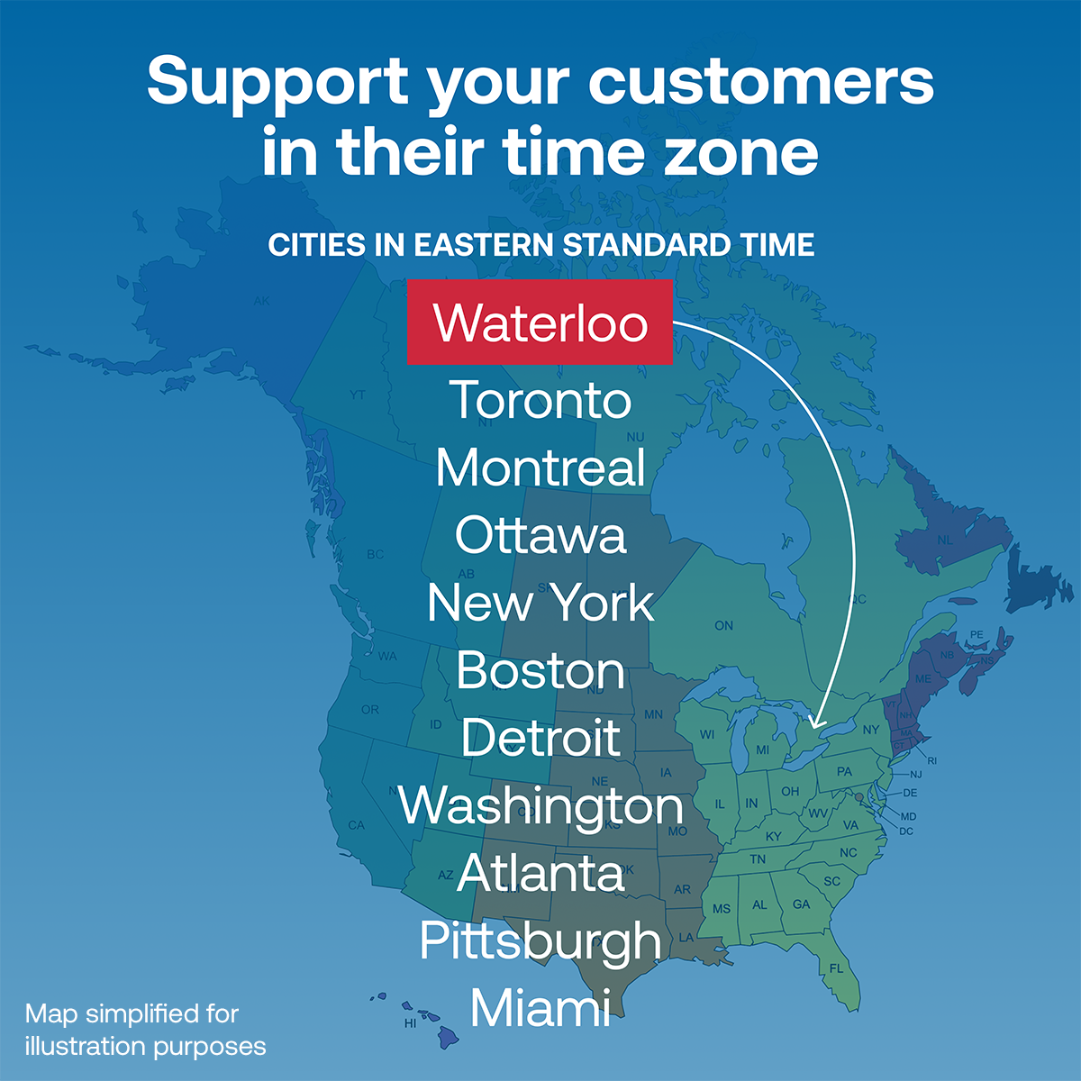 Map of North America and their Timezones
